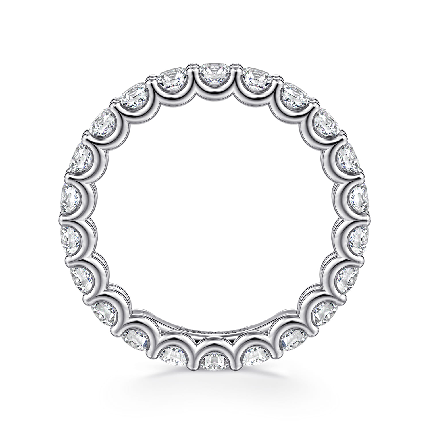 Scallop Setting Diamond Eternity Band in 14K White Gold, photograph 2