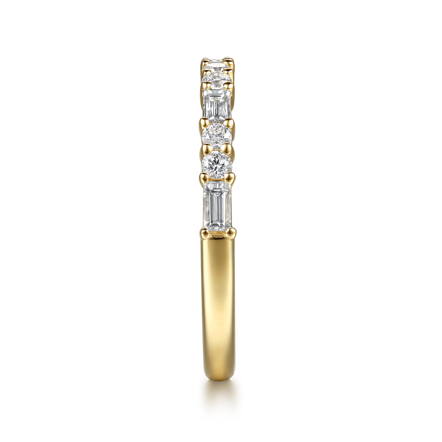 Prong Set Baguette and Diamond Anniversary Band in 14K Yellow Gold, photograph 4