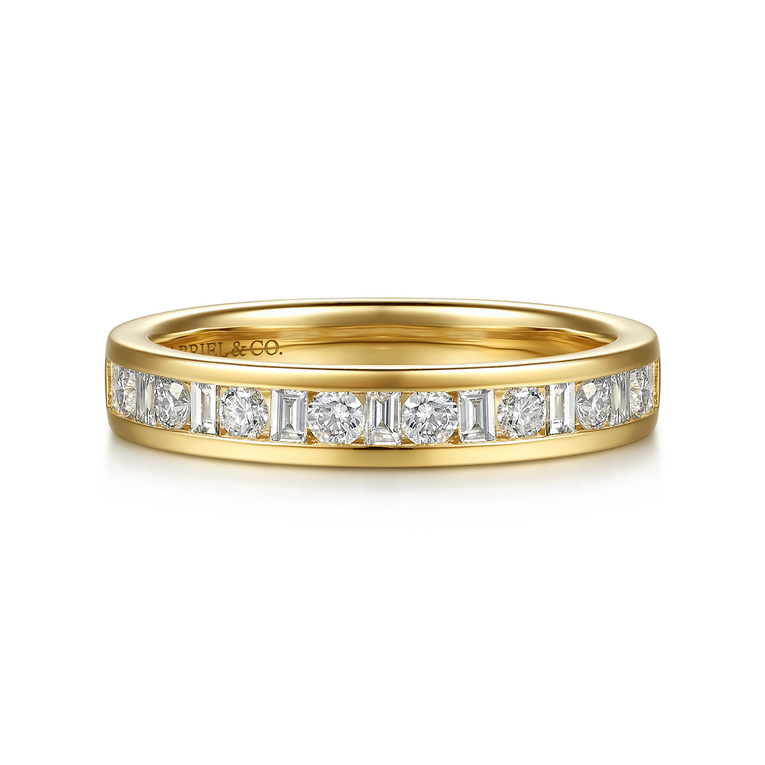 Channel Set Baguette and Diamond Anniversary Band