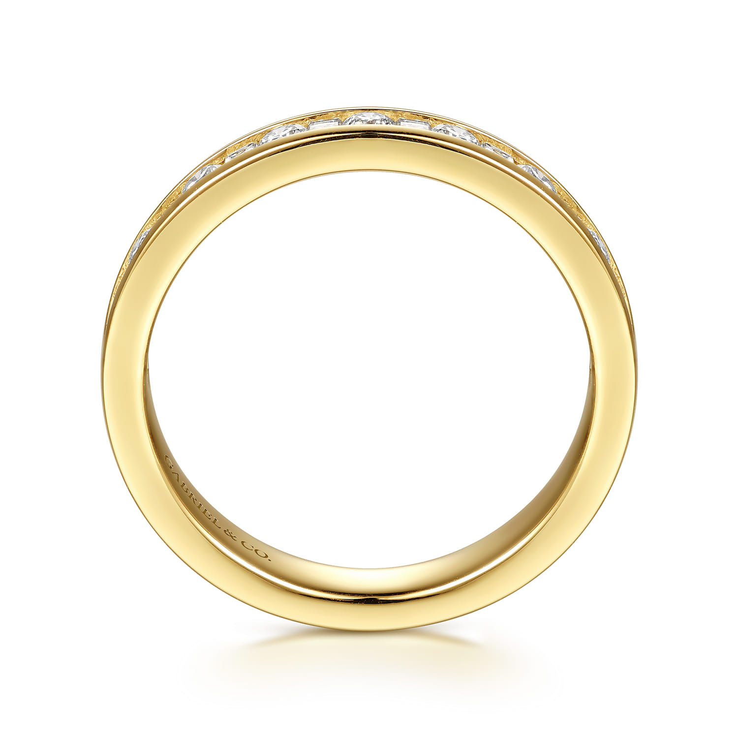 Channel Set Baguette and Diamond Anniversary Band in 14K Yellow Gold, photograph 2