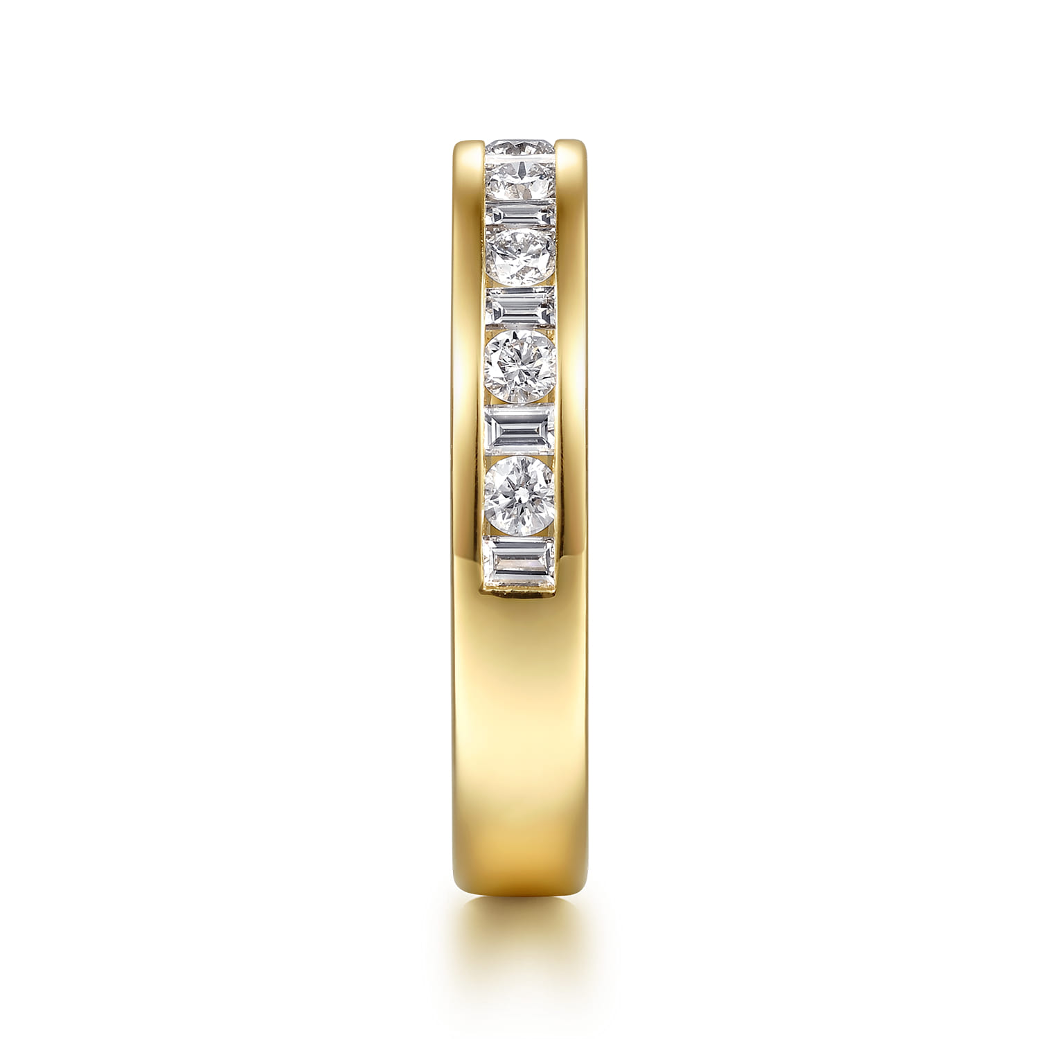 Channel Set Baguette and Diamond Anniversary Band in 14K Yellow Gold, photograph 4