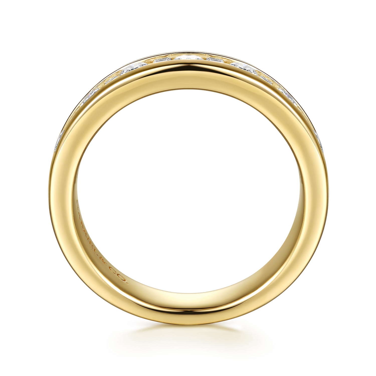 Channel Set Baguette and Diamond Anniversary Band in 14K Yellow Gold, photograph 2
