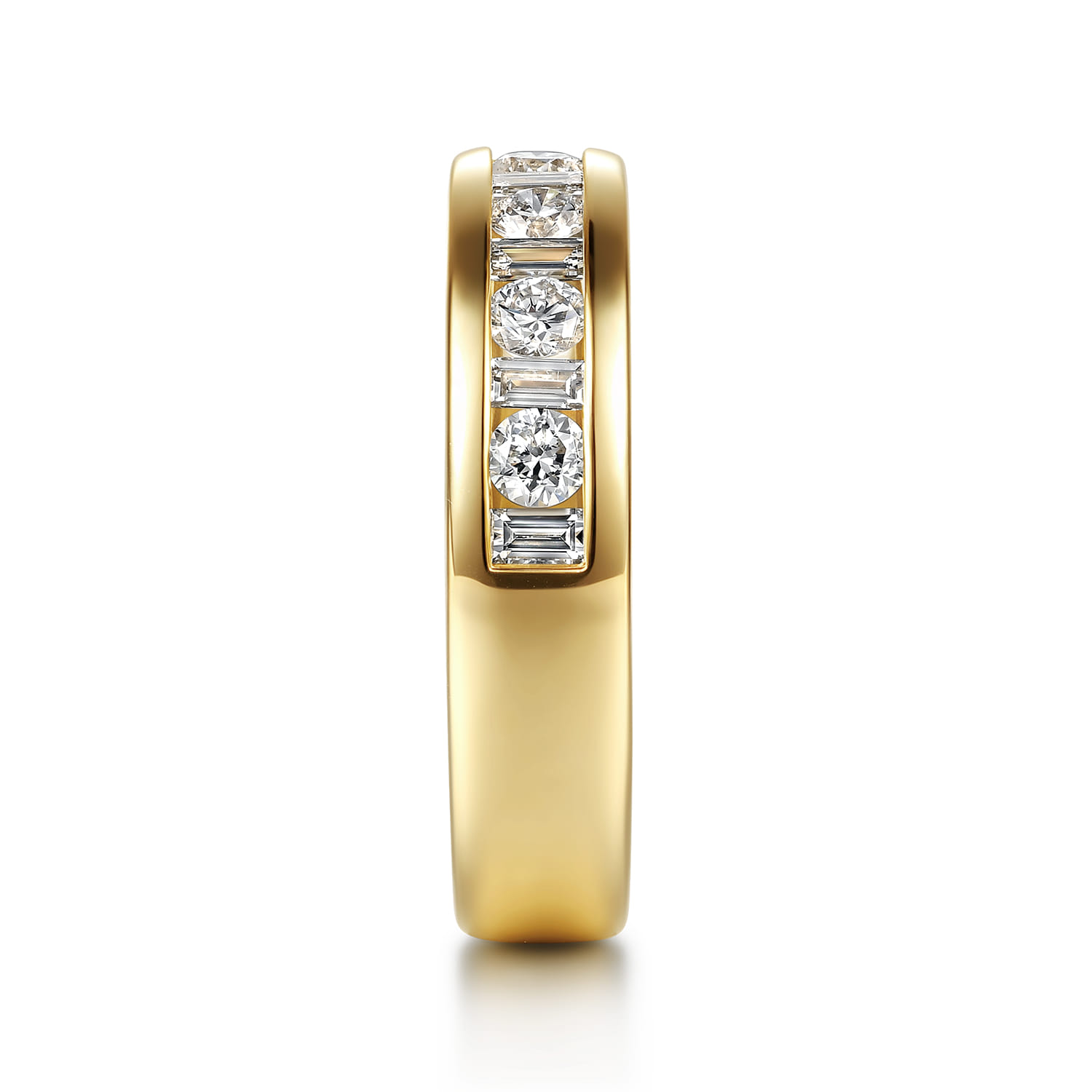 Channel Set Baguette and Diamond Anniversary Band in 14K Yellow Gold, photograph 4