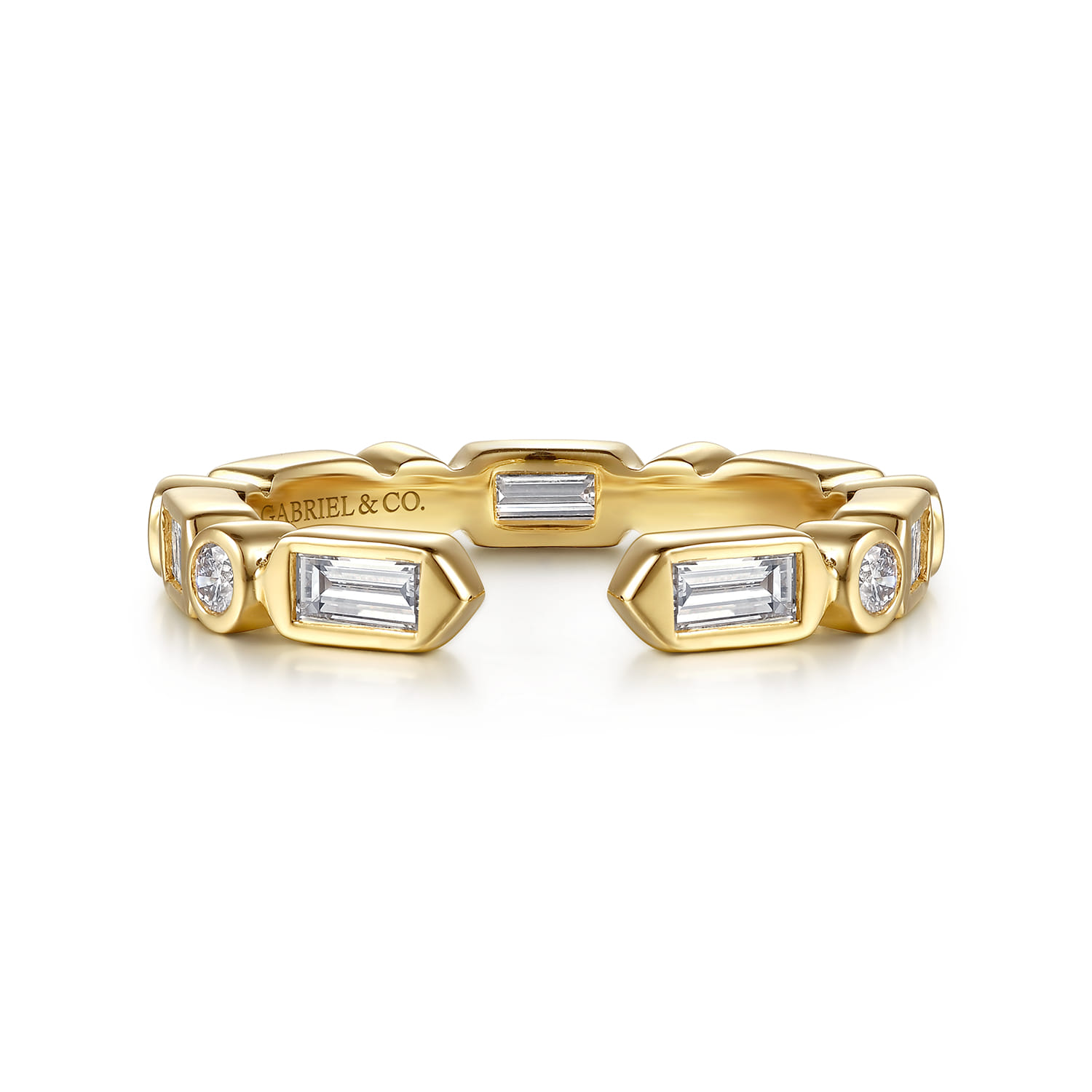 Bezel Setting Baguette and Diamond Open Eternity Band