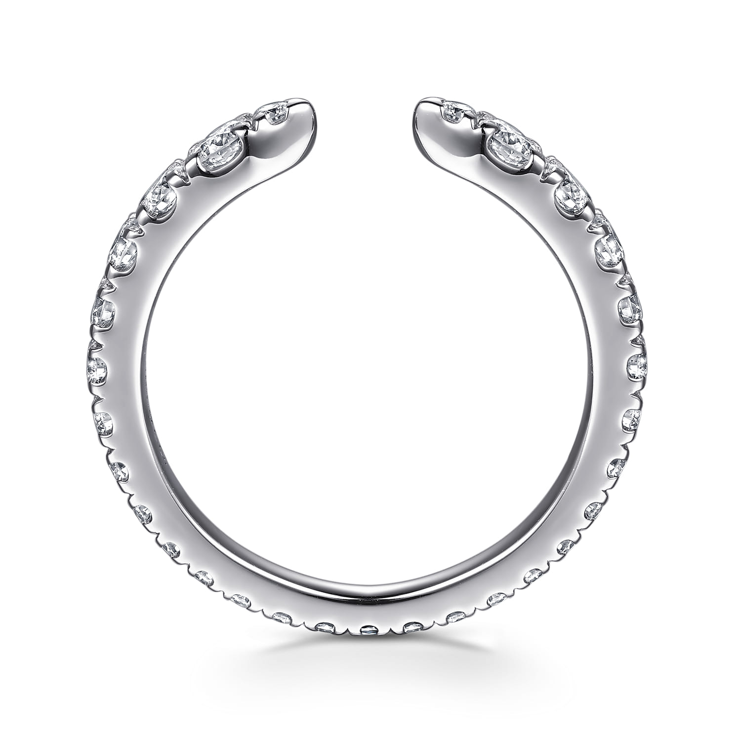 French Pave Open Diamond Eternity Band in 14K White Gold, photograph 2
