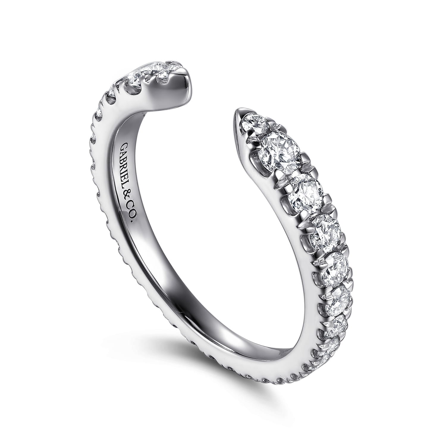 French Pave Open Diamond Eternity Band in 14K White Gold, photograph 3