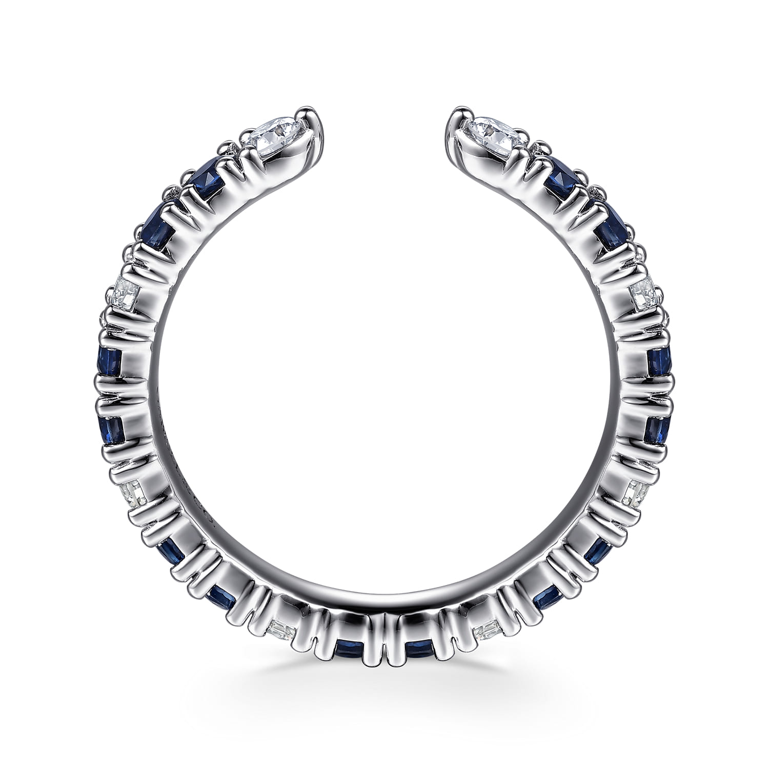 Prong Setting Open Diamond and Sapphire Eternity Band in 14K White Gold, photograph 2