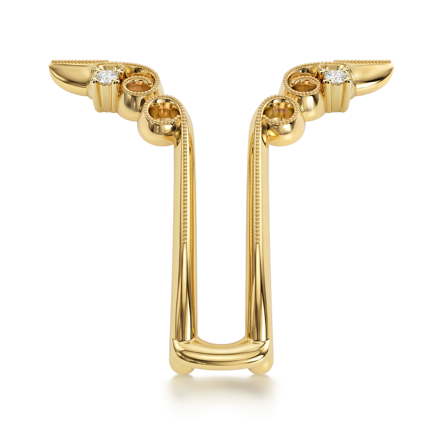 Vintage Inspired Prong set Diamond Ring Enhancer in 14K Yellow Gold, photograph 4
