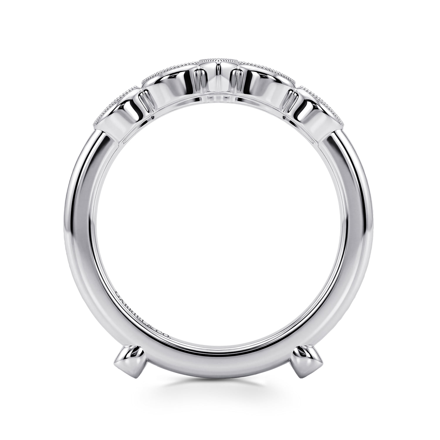 Vintage Inspired Prong set Diamond Ring Enhancer in 14K White Gold, photograph 2