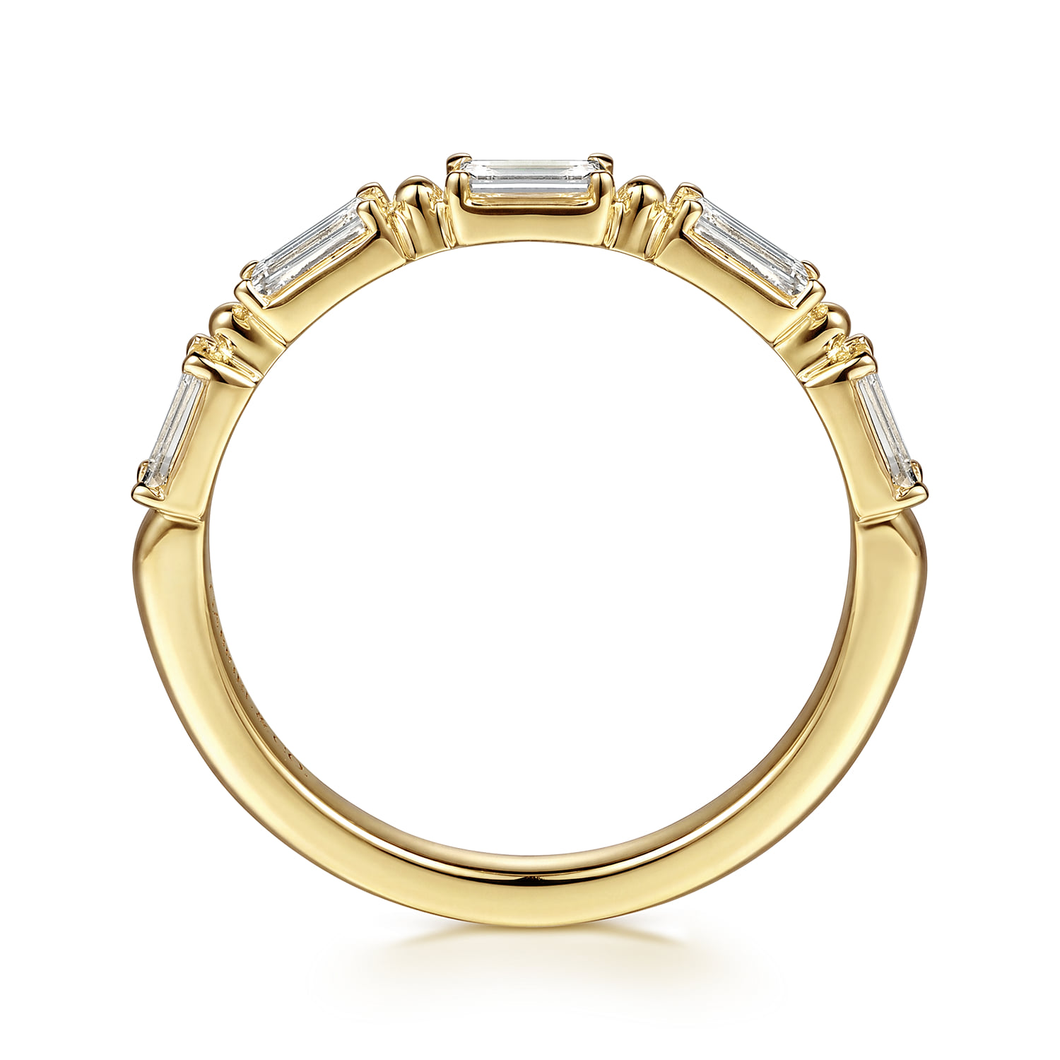 Prong Setting Baguette Diamond Anniversary Band in 14K Yellow Gold, photograph 2
