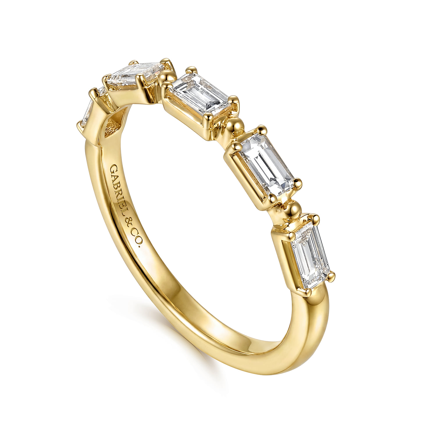 Prong Setting Baguette Diamond Anniversary Band in 14K Yellow Gold, photograph 3