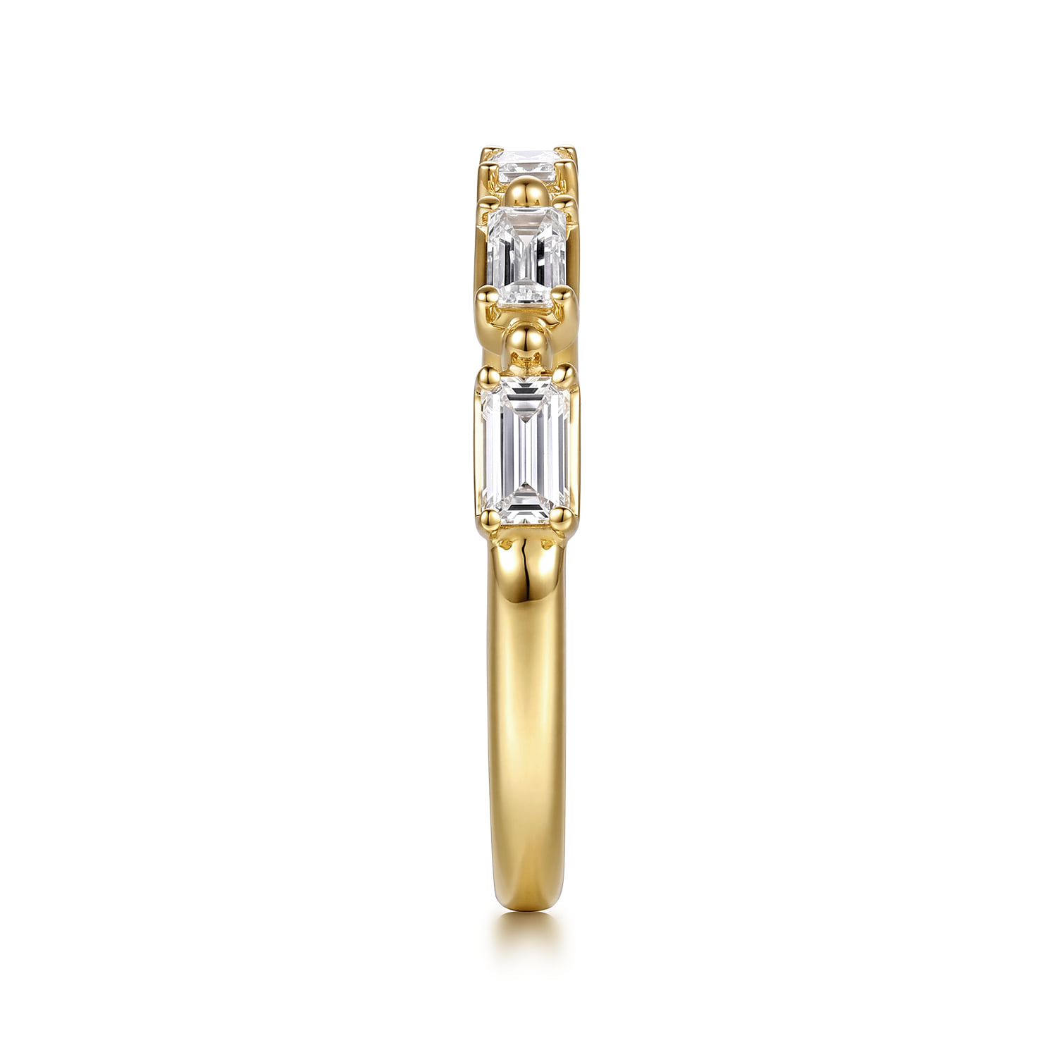 Prong Setting Baguette Diamond Anniversary Band in 14K Yellow Gold, photograph 4