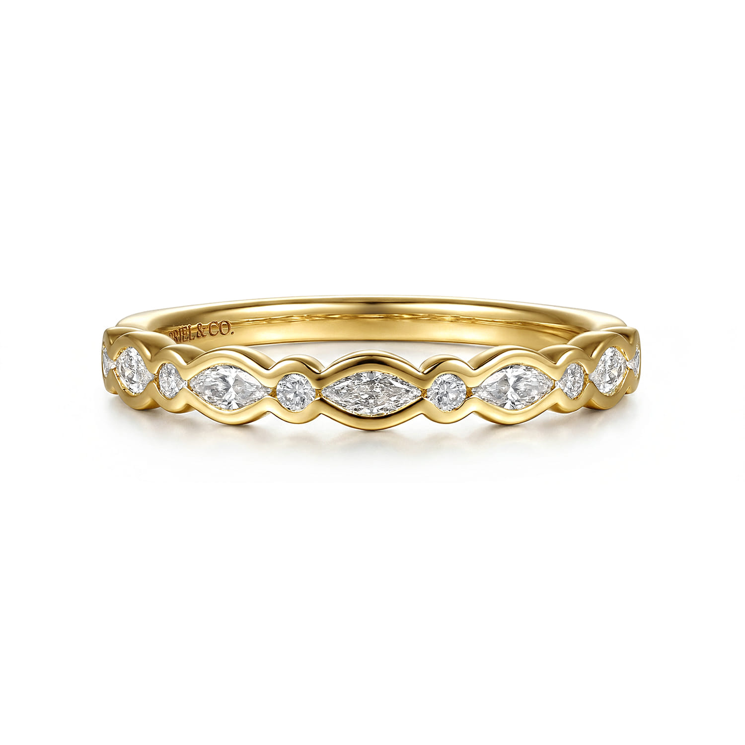Channel Set and Diamond Anniversary Band in 14K Yellow Gold