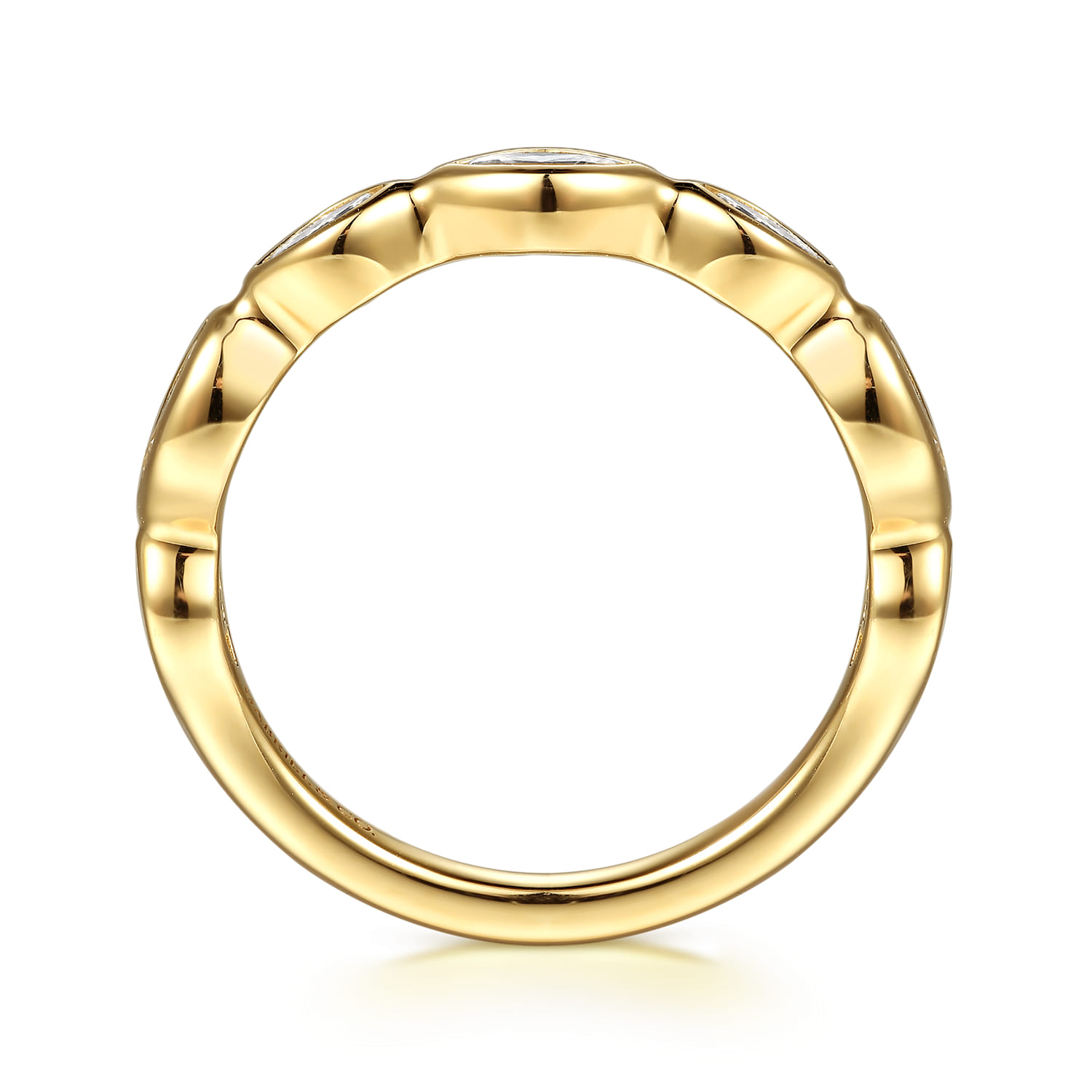 Bezel Setting Diamond Anniversary Band in 14K Yellow Gold, photograph 2