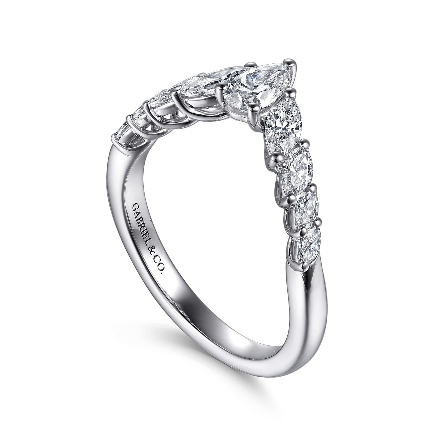 Prong Setting and Diamond Anniversary Band in 14K White Gold, photograph 3