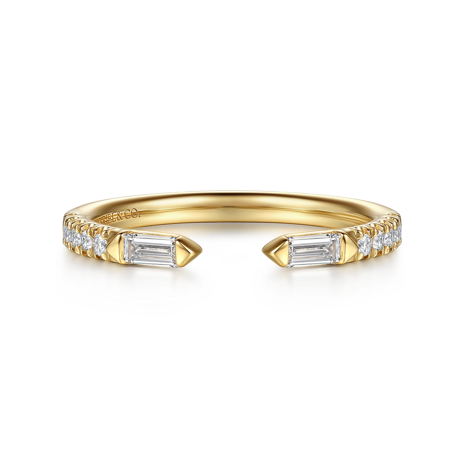 French Pave and Channel Set Baguette Diamond Open Anniversary Band
