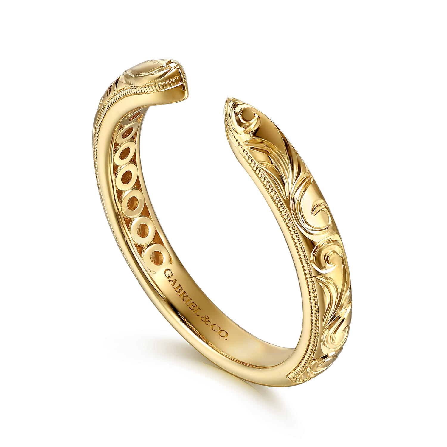 Vintage Inspired Open Anniversary Band in 14K Yellow Gold, photograph 3
