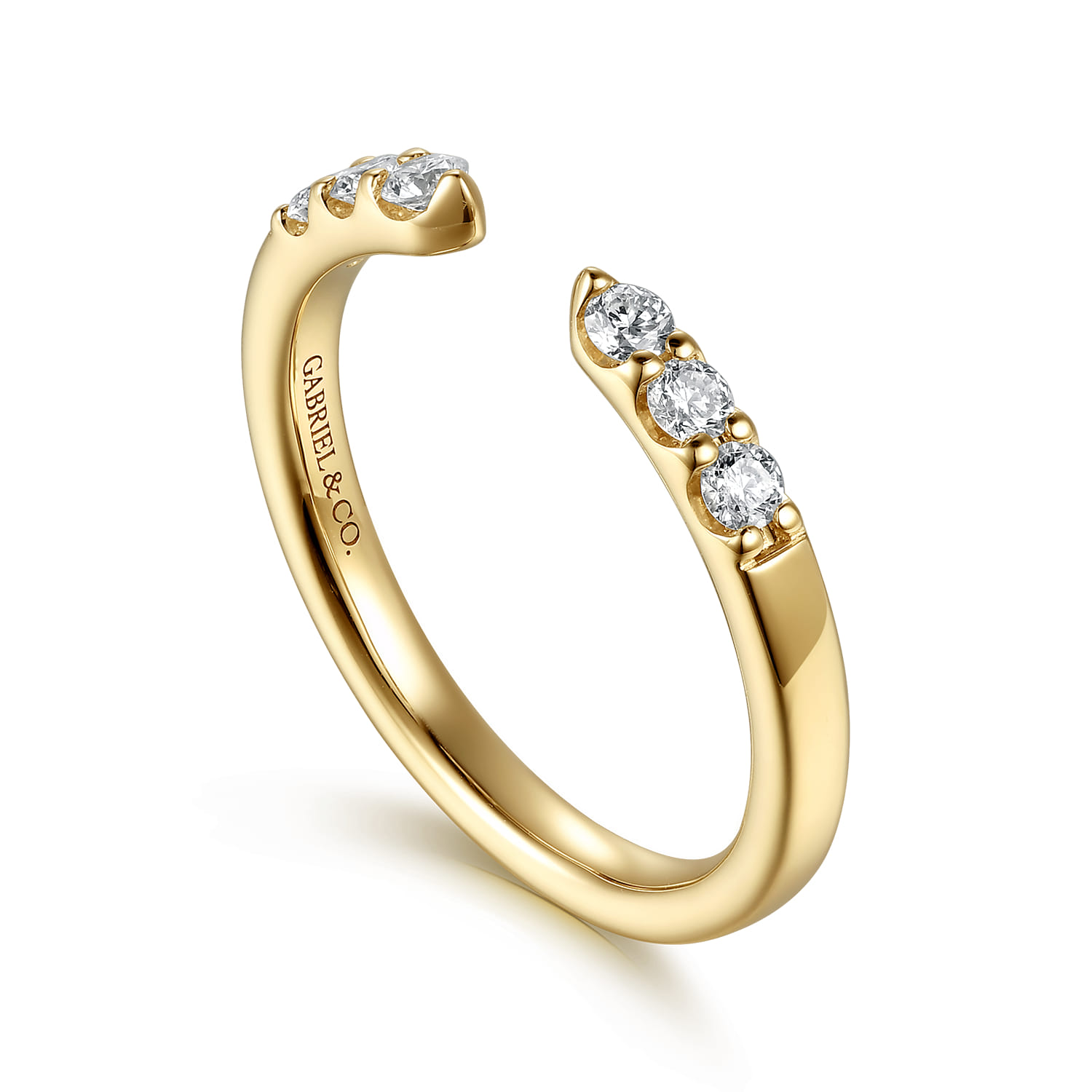 Tiger Claw Diamond Open Anniversary Band in 14K Yellow Gold, photograph 3
