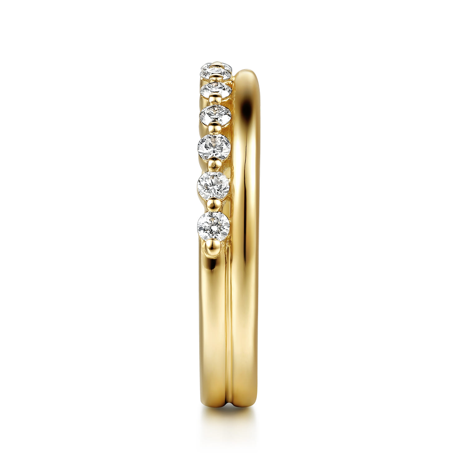 Prong Setting Diamond Open Anniversary Band in 14K Yellow Gold, photograph 4