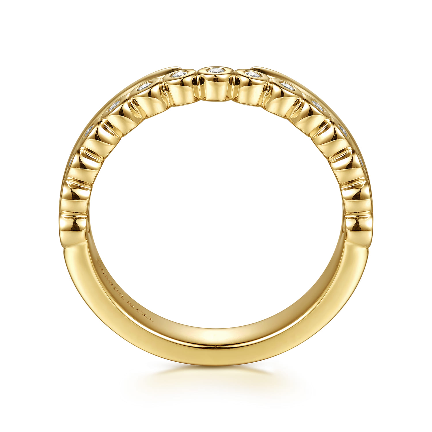 Bezel Setting Diamond Open Anniversary Band in 14K Yellow Gold, photograph 2