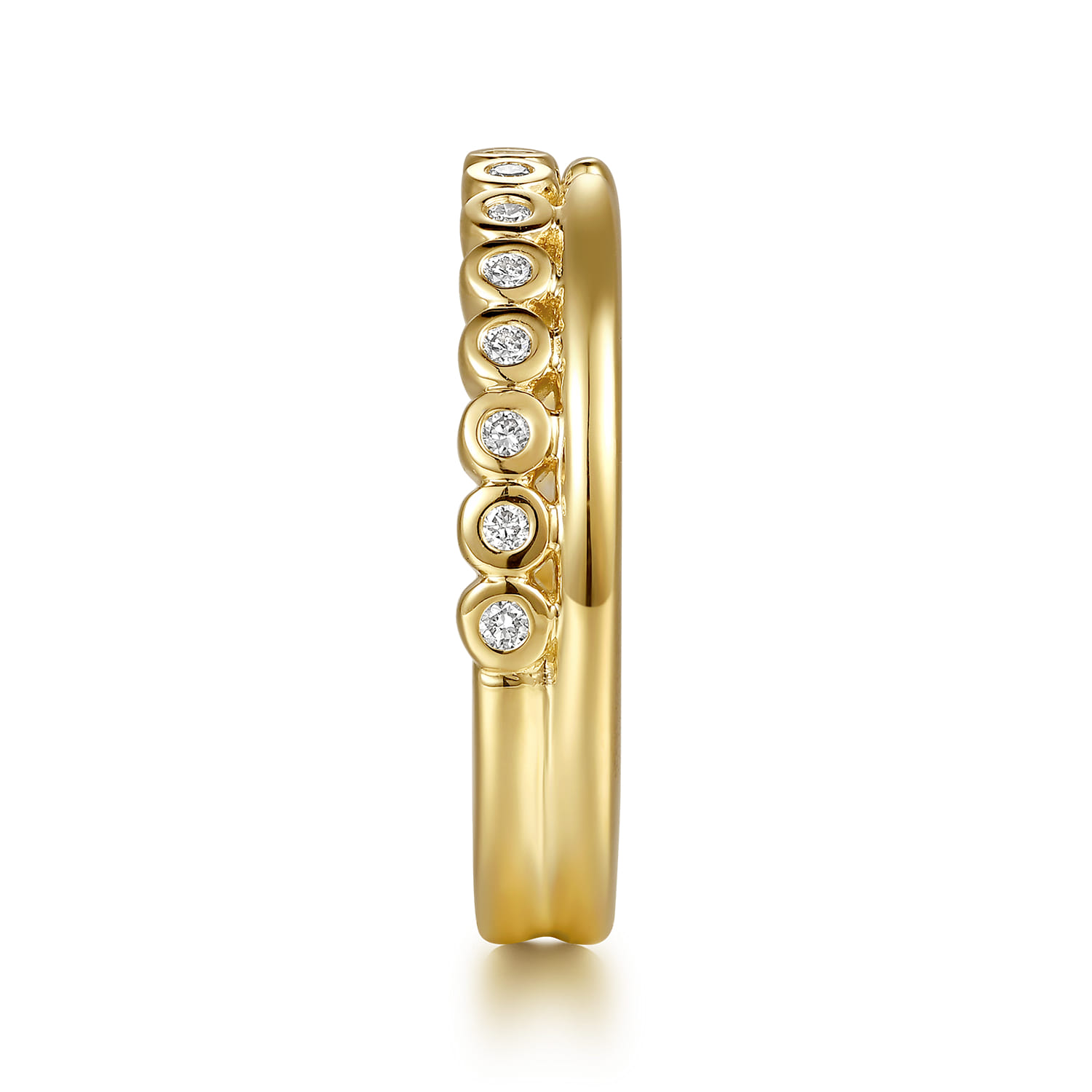 Bezel Setting Diamond Open Anniversary Band in 14K Yellow Gold, photograph 4