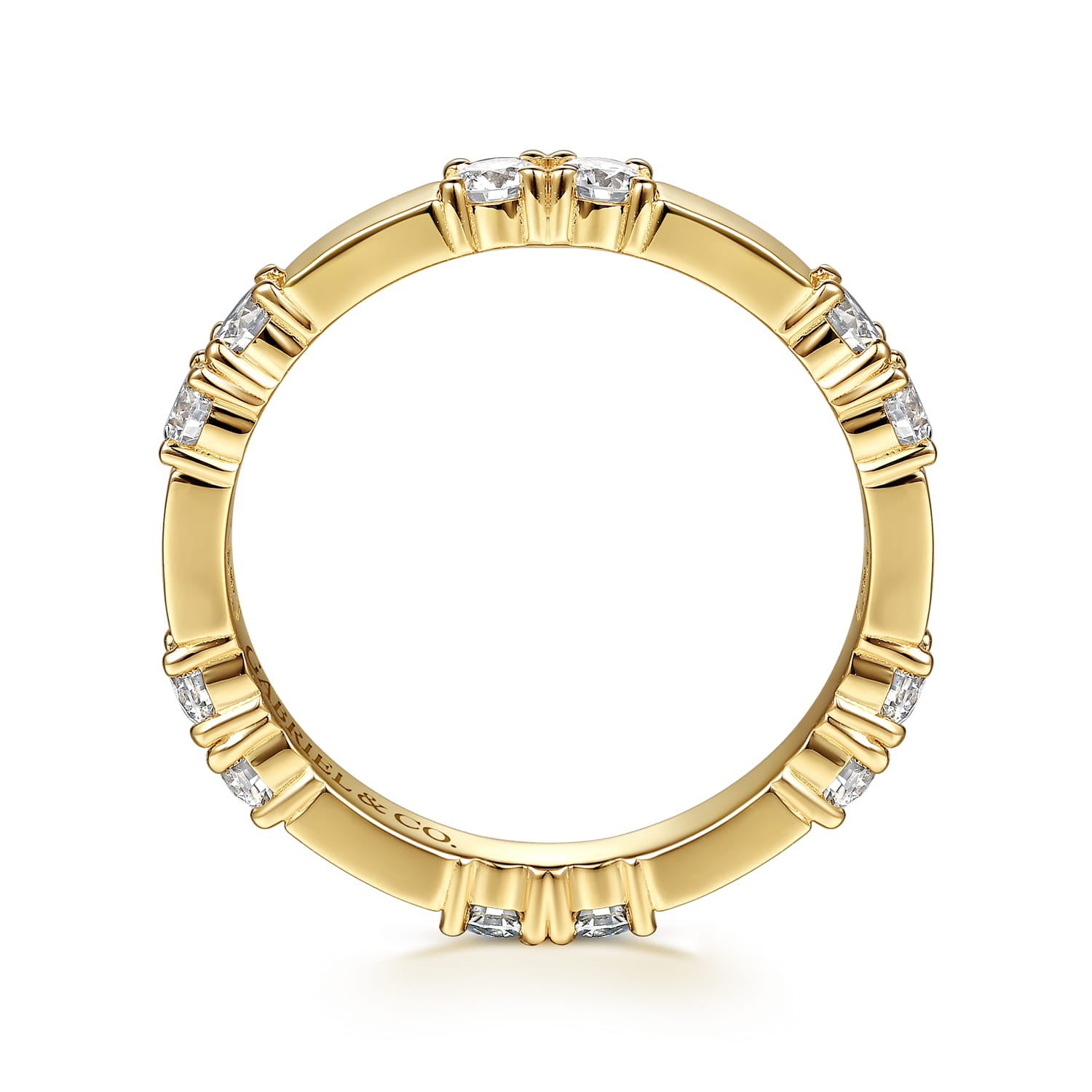 Prong Setting Diamond Eternity Band in 14K Yellow Gold, photograph 2