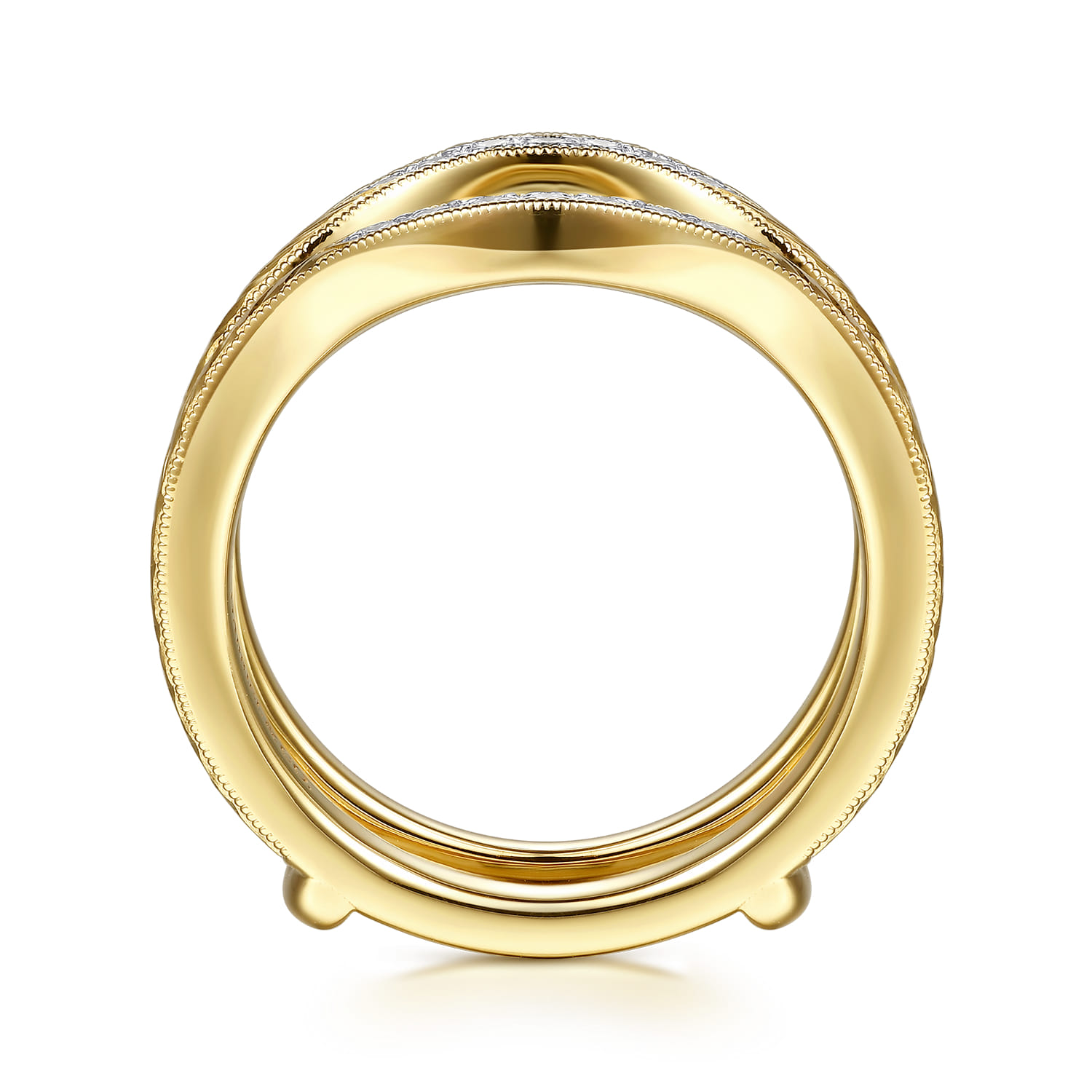 Vintage Inspired Beads Setting Diamond Ring Enhancer in 14K Yellow Gold, photograph 2