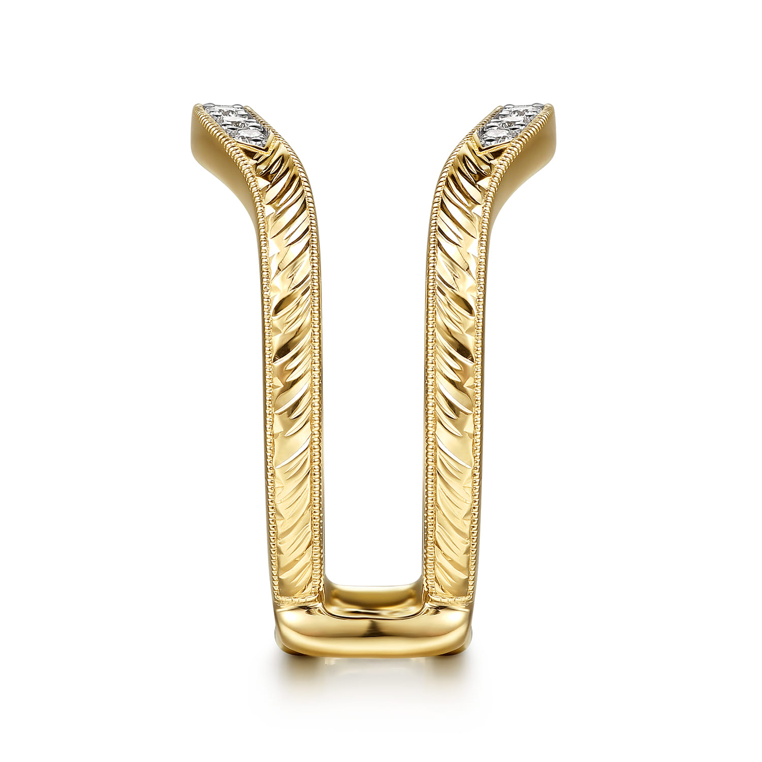Vintage Inspired Beads Setting Diamond Ring Enhancer in 14K Yellow Gold, photograph 4