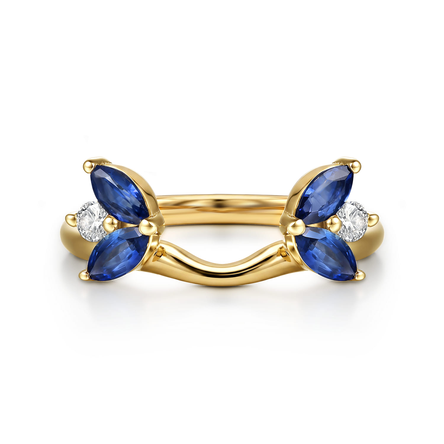 Prong Setting Marquise Sapphire and Round Diamond Ring Enhancer