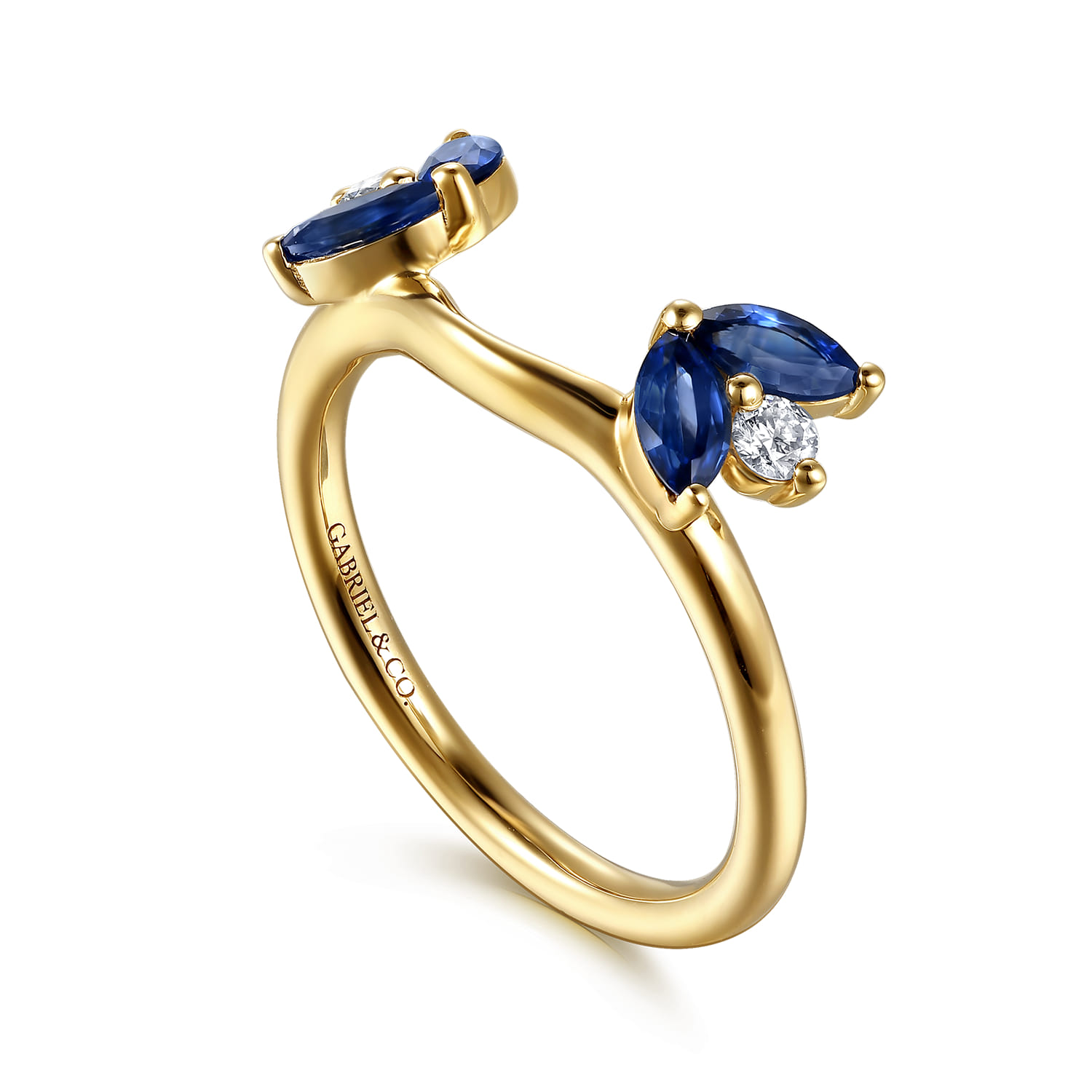 Prong Setting Marquise Sapphire and Round Diamond Ring Enhancer in 14K Yellow Gold, photograph 3