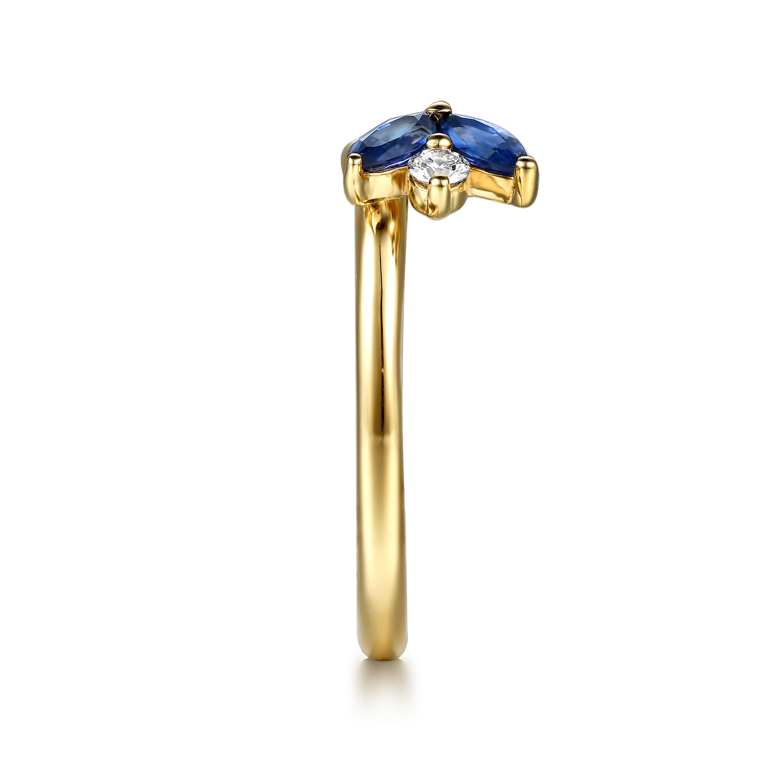 Prong Setting Marquise Sapphire and Round Diamond Ring Enhancer in 14K Yellow Gold, photograph 4