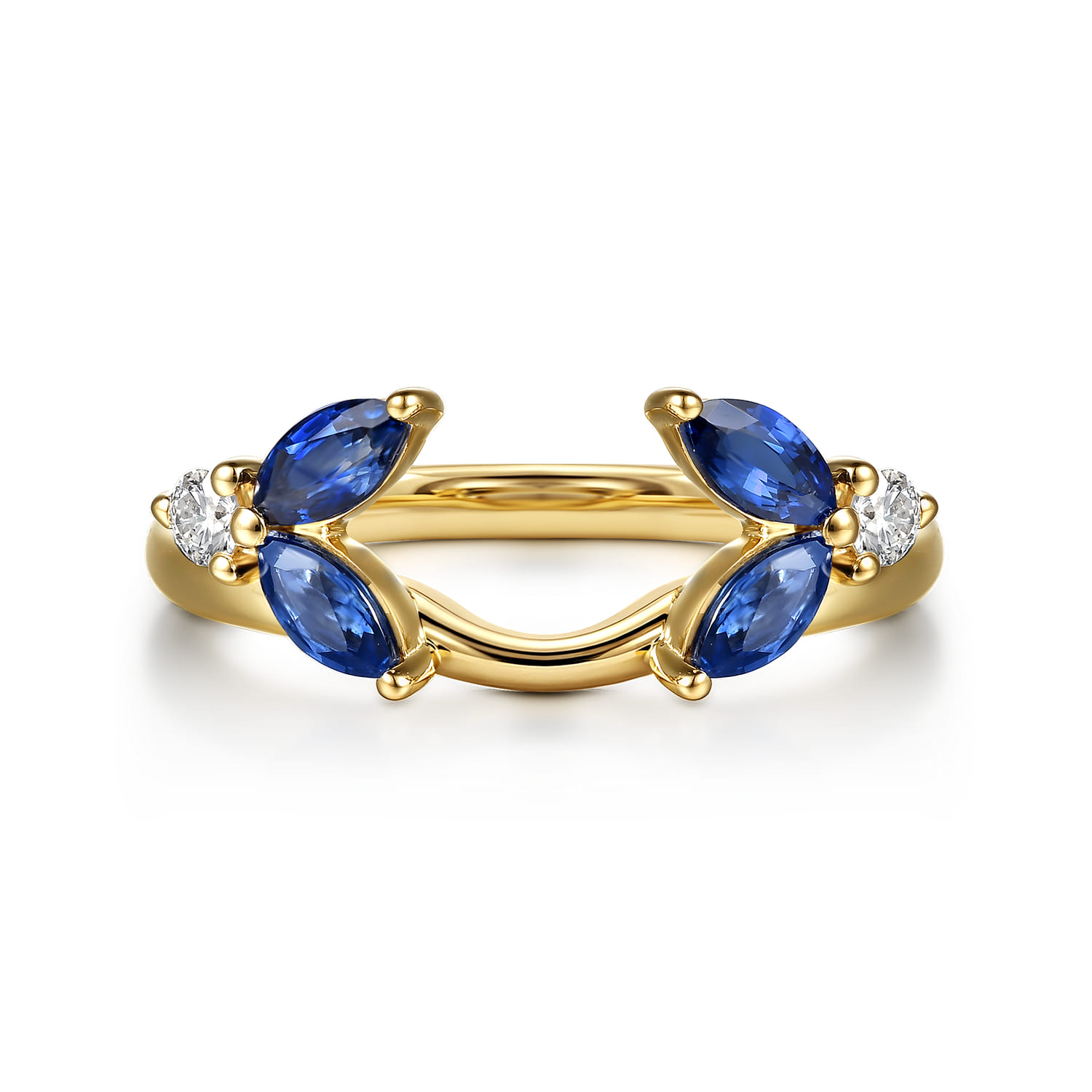 Prong Setting Marquise Sapphire and Round Diamond Ring Enhancer in 14K Yellow Gold
