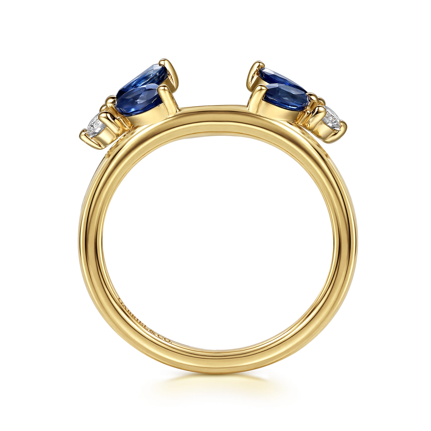 Prong Setting Marquise Sapphire and Round Diamond Ring Enhancer in 14K Yellow Gold, photograph 2