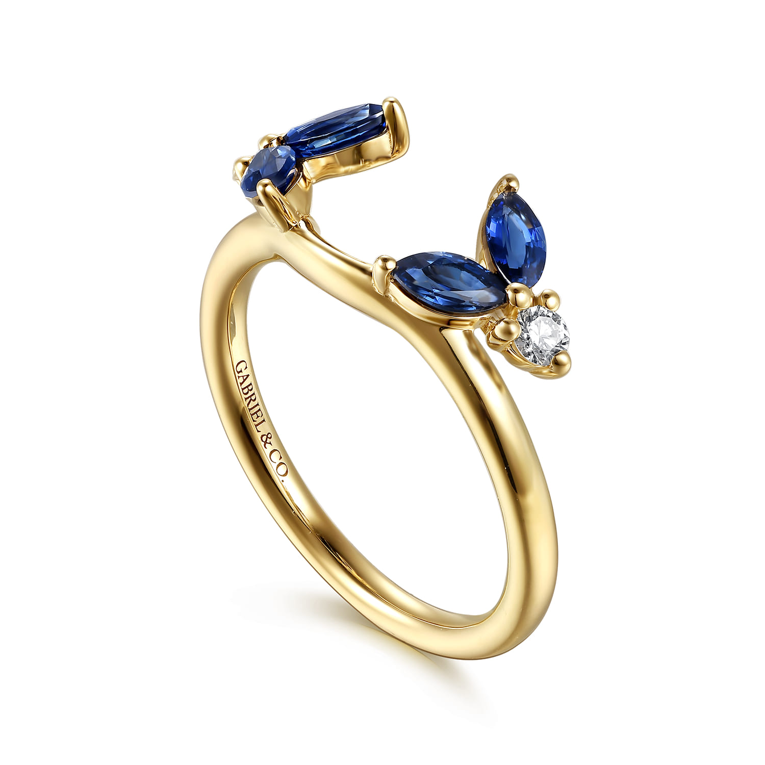 Prong Setting Marquise Sapphire and Round Diamond Ring Enhancer in 14K Yellow Gold, photograph 3