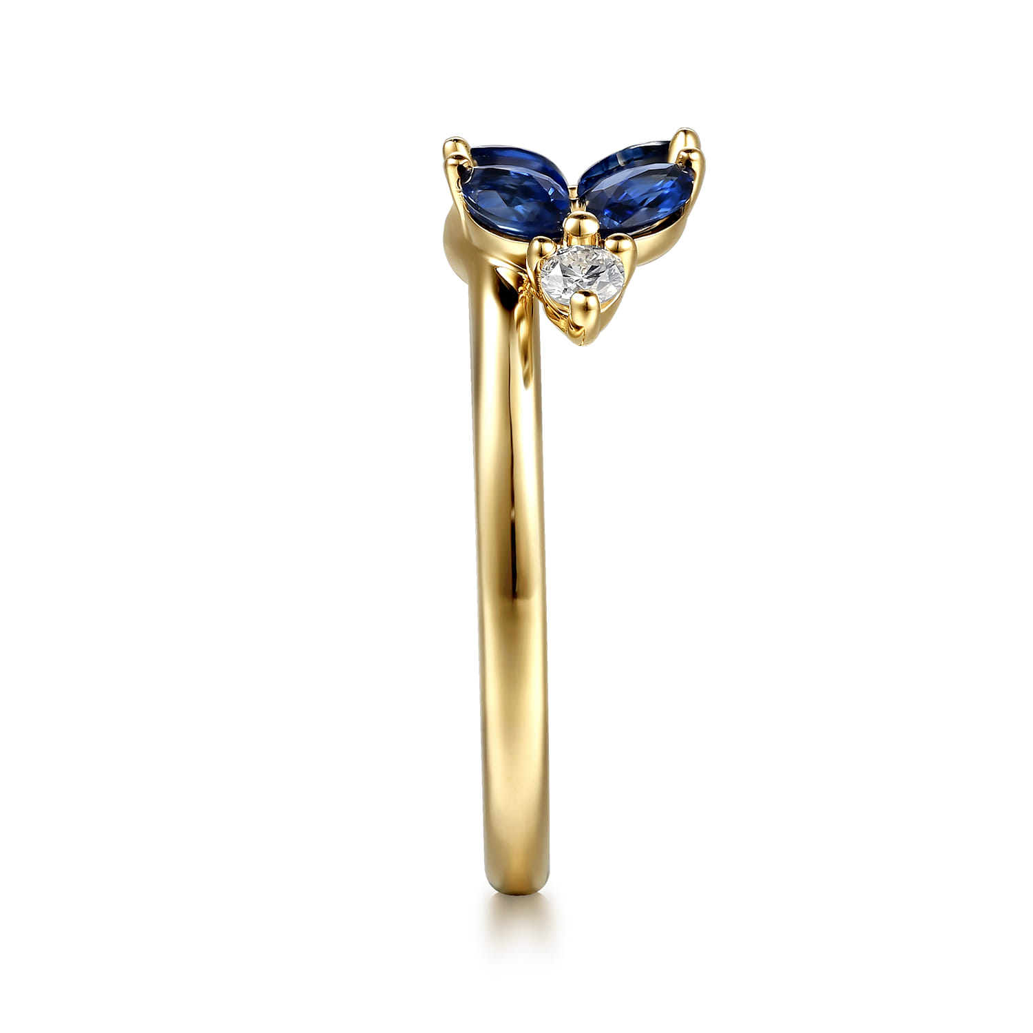 Prong Setting Marquise Sapphire and Round Diamond Ring Enhancer in 14K Yellow Gold, photograph 4