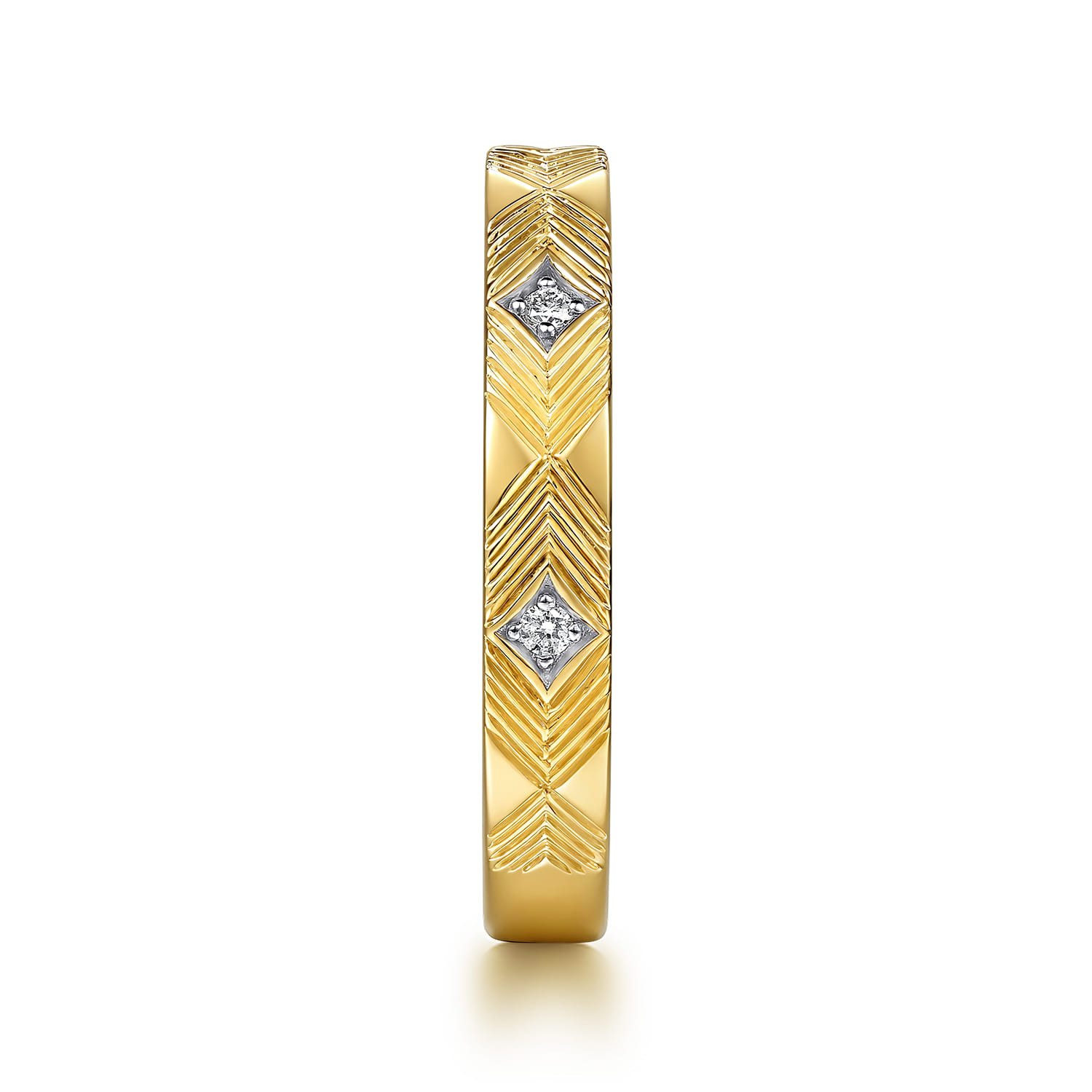 Vintage Inspired Beads Setting Diamond Anniversary Band in 14K Yellow Gold, photograph 4