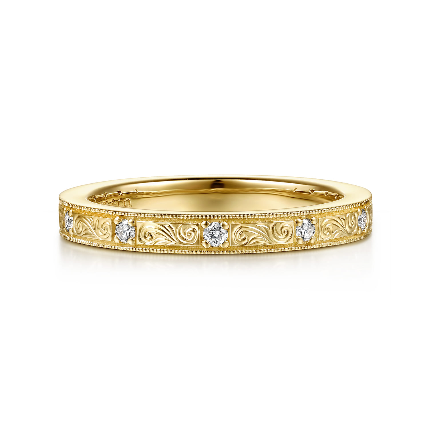 Vintage Inspired Beads Setting Diamond Anniversary Band