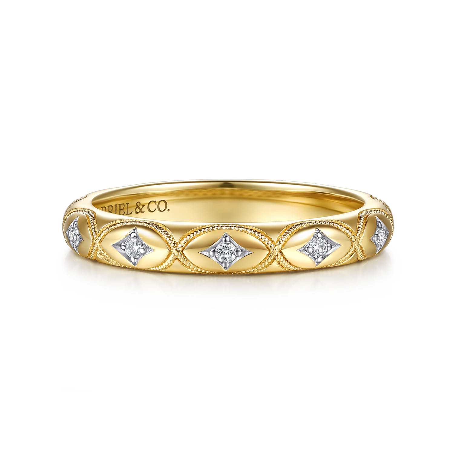 Vintage Inspired Beads Setting Diamond Anniversary Band