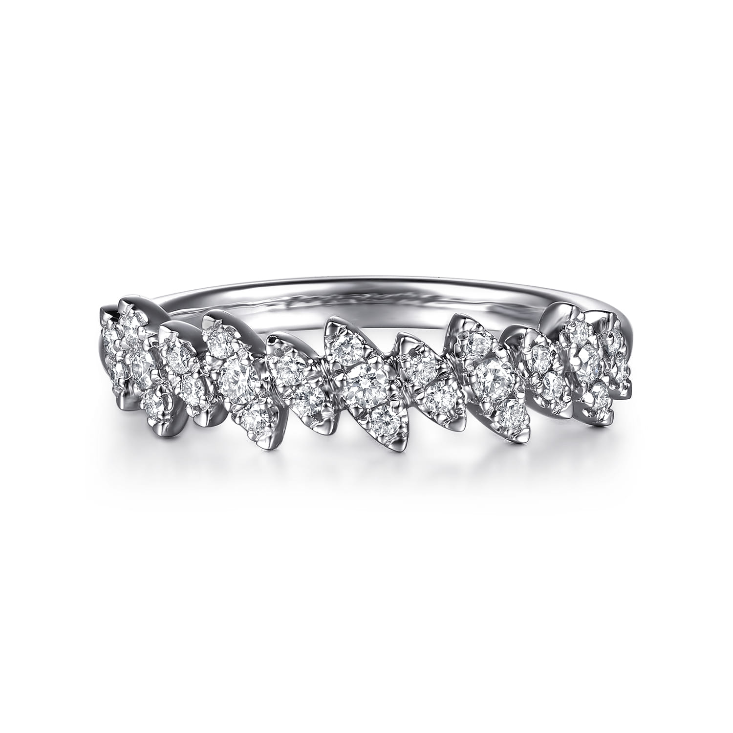 French Pave Diamond Anniversary Band in 14K White Gold
