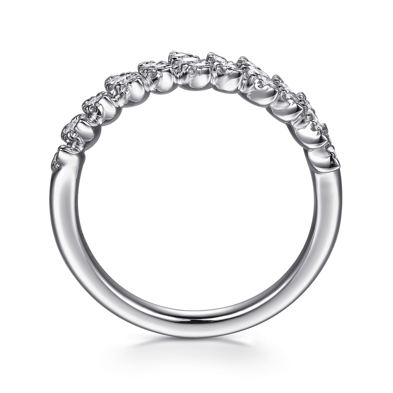 French Pave Diamond Anniversary Band in 14K White Gold, photograph 2