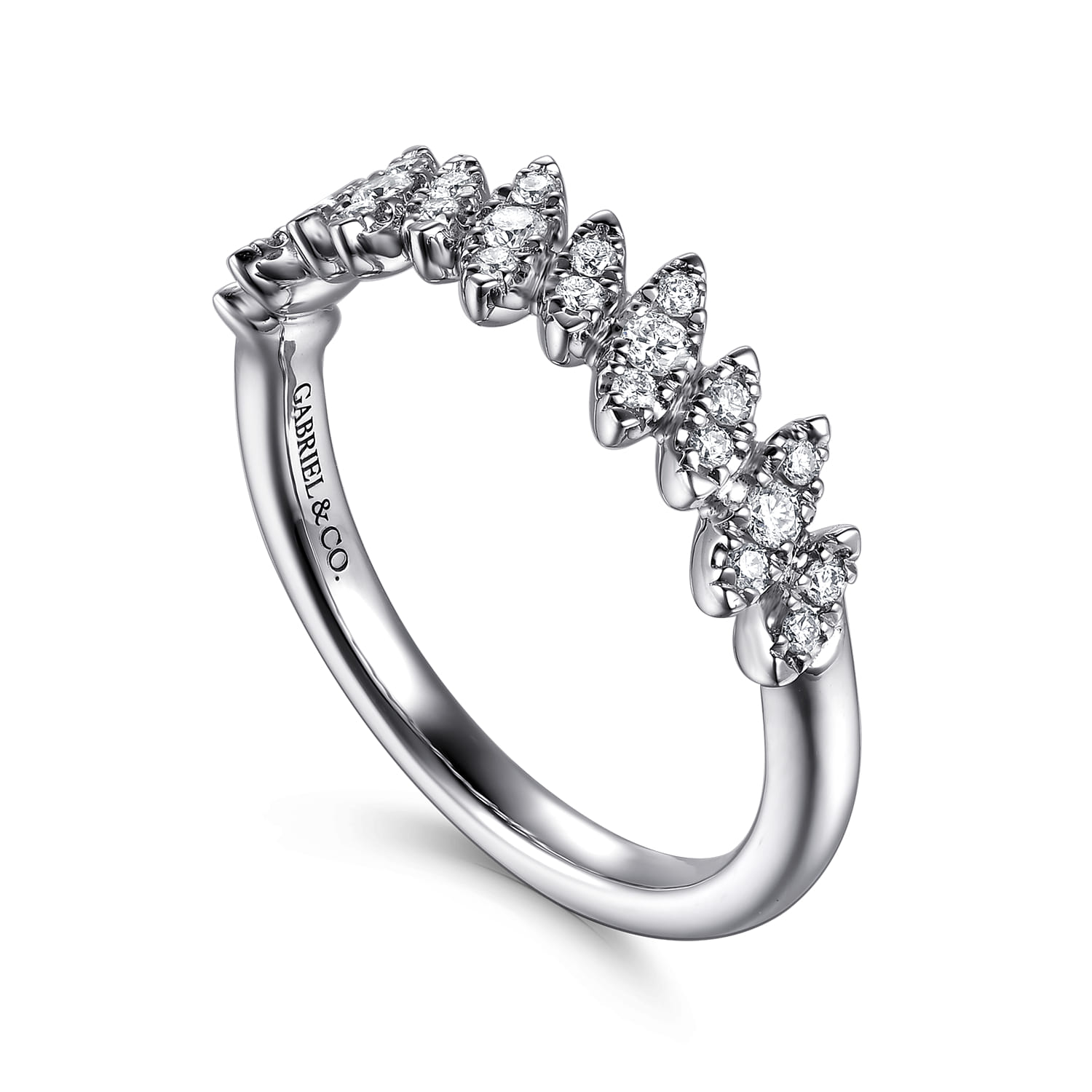 French Pave Diamond Anniversary Band in 14K White Gold, photograph 3