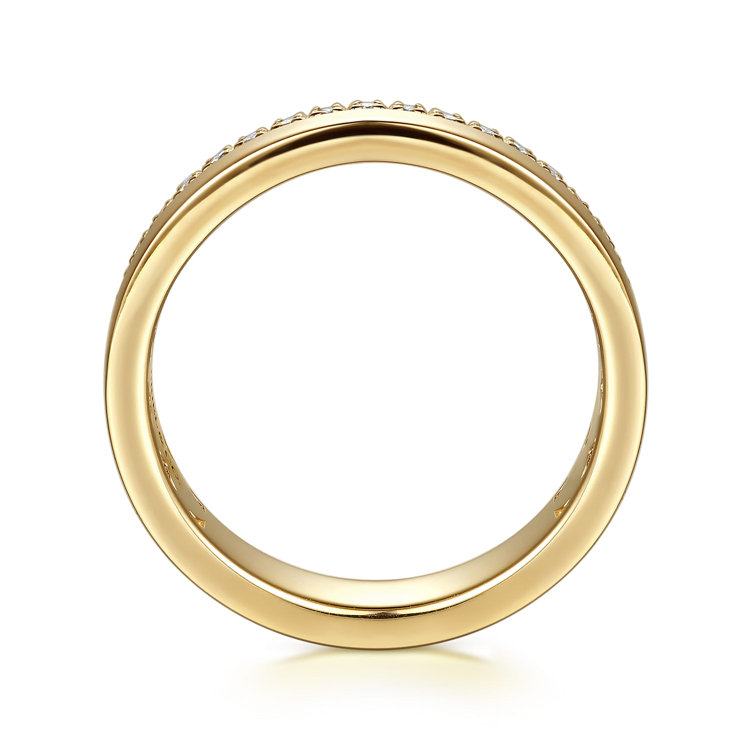 French Pave Diamond Anniversary Band in 14K Yellow Gold, photograph 2