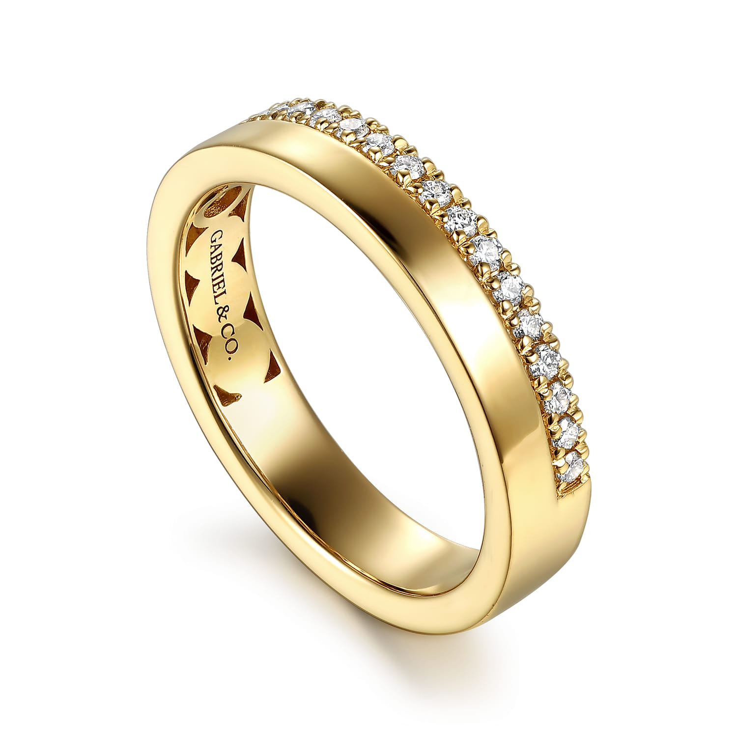 French Pave Diamond Anniversary Band in 14K Yellow Gold, photograph 3