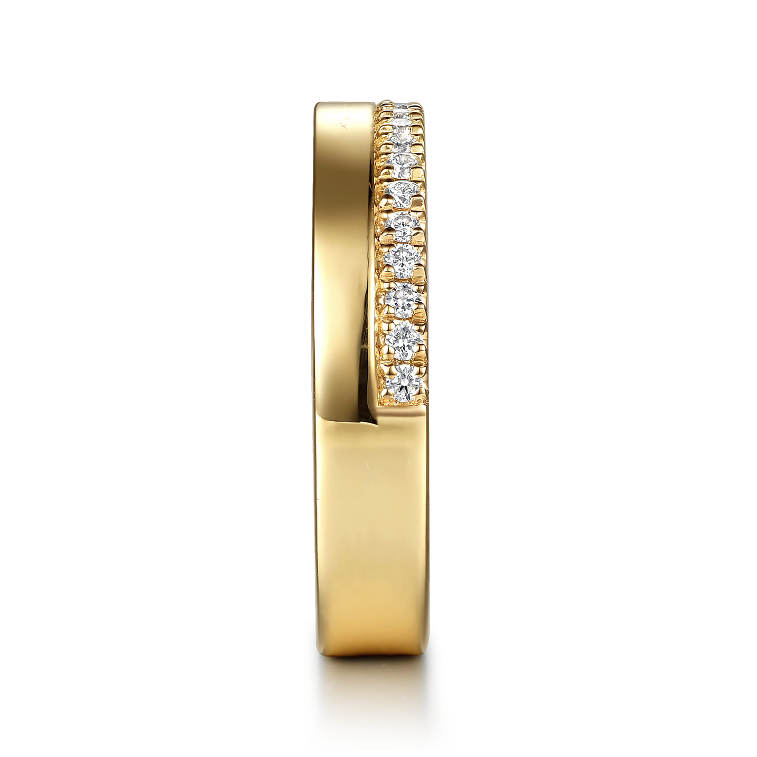 French Pave Diamond Anniversary Band in 14K Yellow Gold, photograph 4