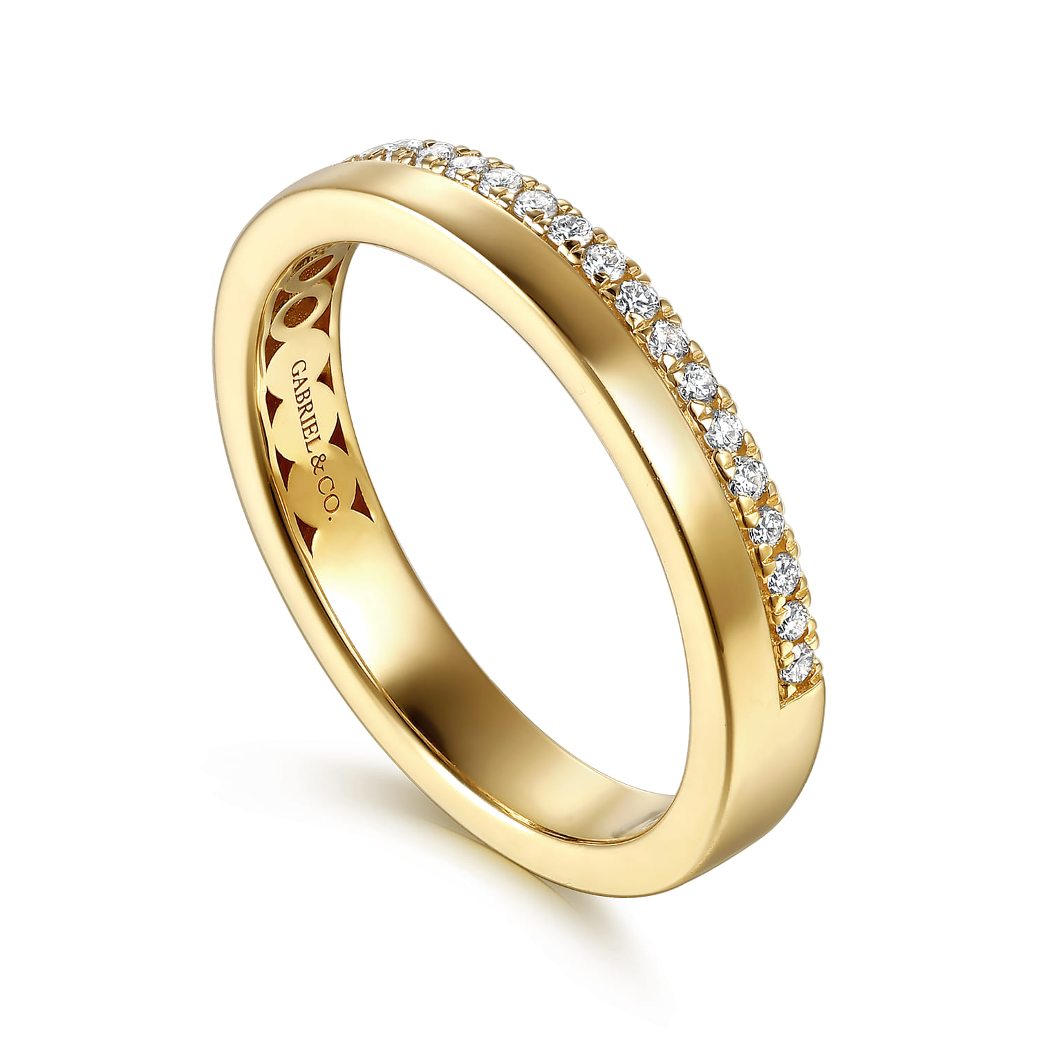 French Pave Diamond Anniversary Band in 14K Yellow Gold, photograph 3