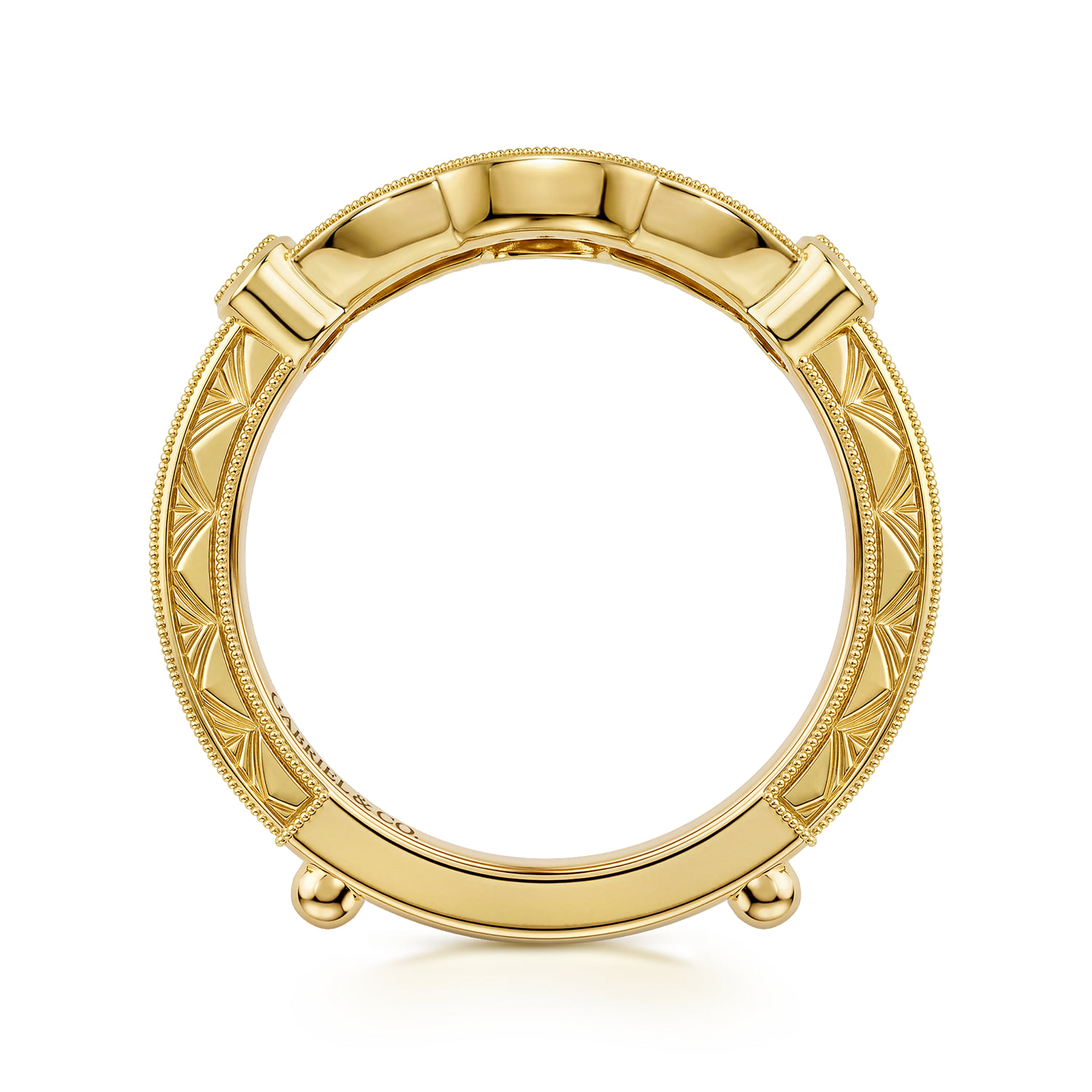 Vintage Inspired Prong set Diamond Ring Enhancer in 14K Yellow Gold, photograph 2