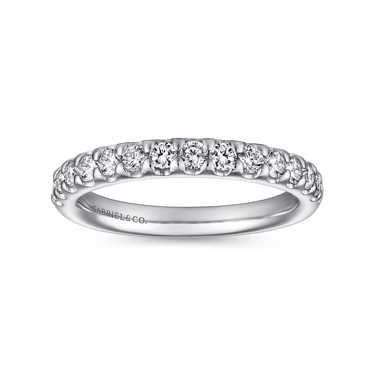 14 Stone Diamond Wedding Band in 14K White Gold, photograph 4