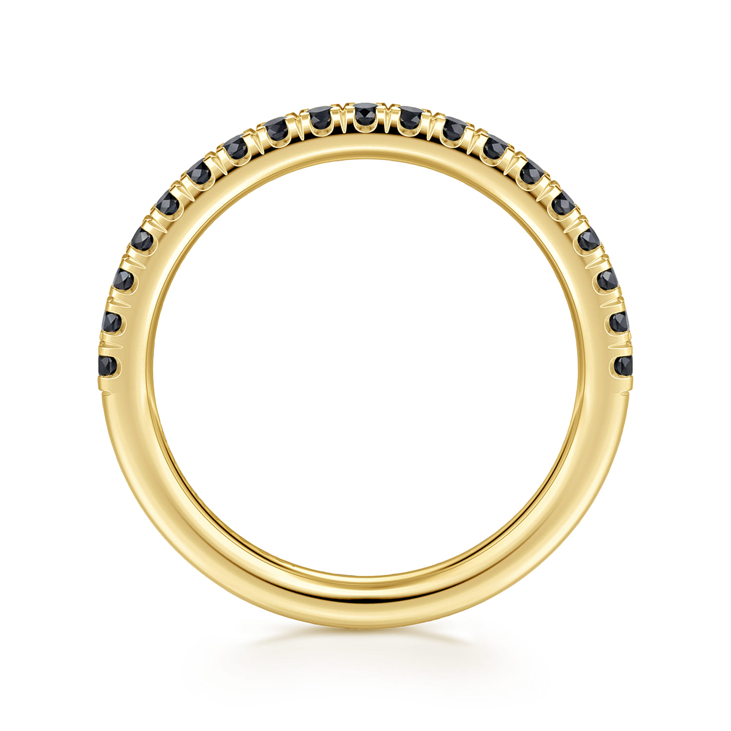French Pave Black Diamond Anniversary Band in 14K Yellow Gold, photograph 2