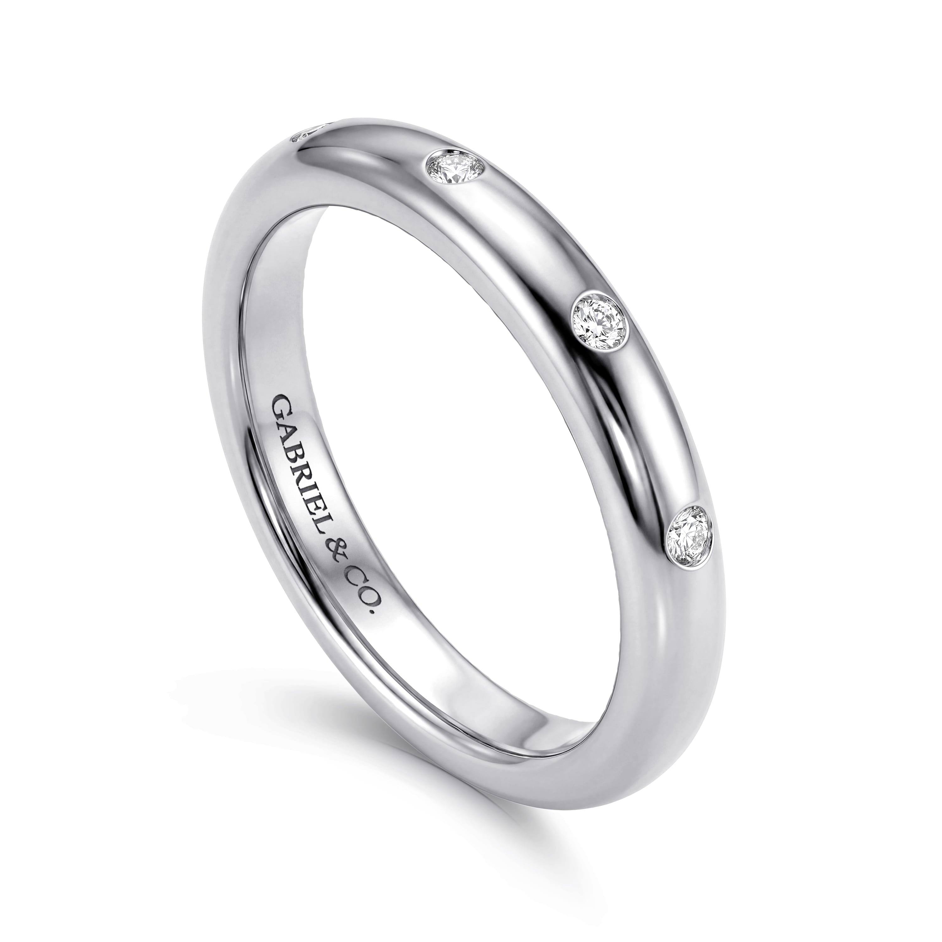 Flush Set 5 Stone Diamond Anniversary Band in 14K White Gold, photograph 3