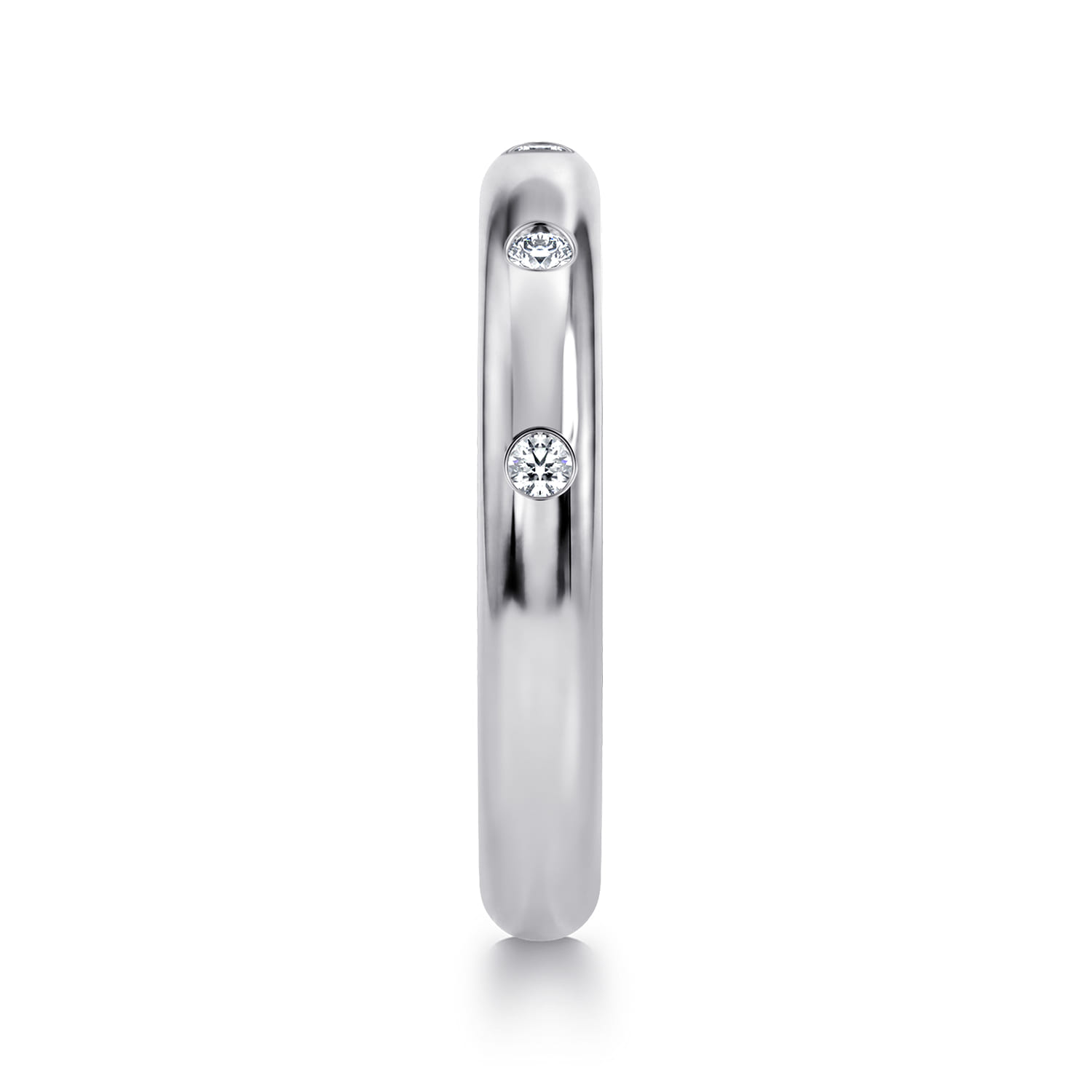 Flush Set 5 Stone Diamond Anniversary Band in 14K White Gold, photograph 4